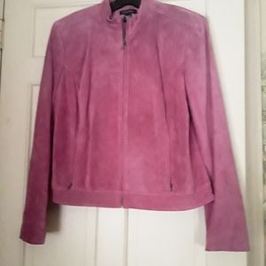 Valerie Steven's Pink Surde leather Moto Wimens Jacket Zip front Size XL
